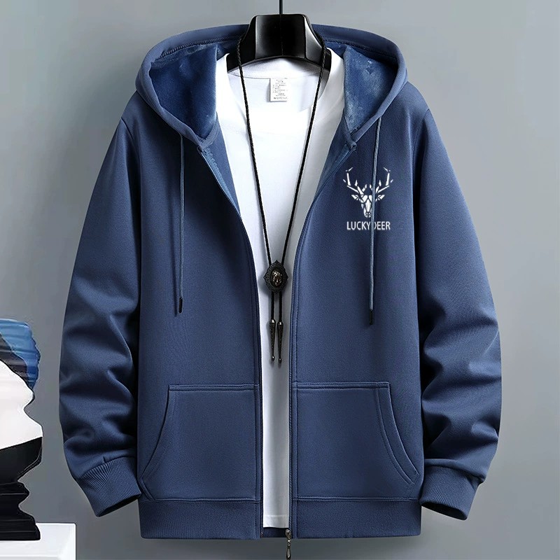 Cardigan sweater men's spring and fall American tide hooded couple's clothes loose sports zipper jacket cross-border large size m035