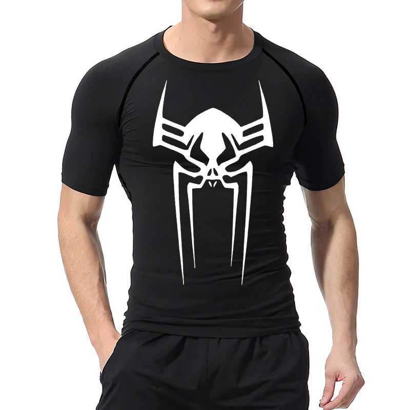 Spider Print Gym Workout Rash Guard for Men Athletic Quick Dry Stretchy Compression Shirts Undershirts Baselayers Tshirts Tops X250113