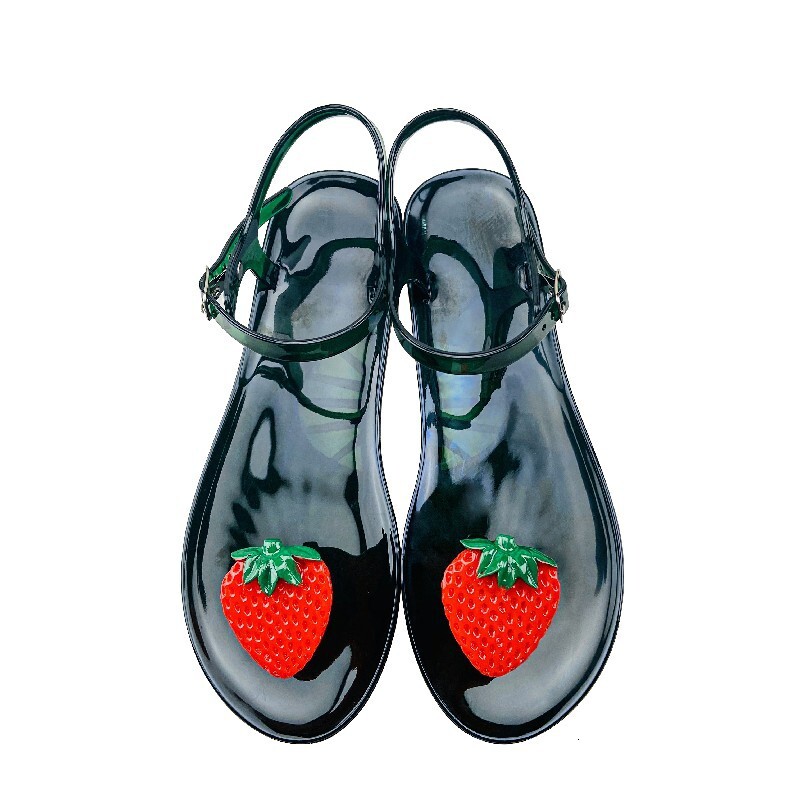 Sandals Round Head Foreign Trade New Ins Fruit Jelly Sandals Women's Non slip Soft Bottom PVC Beach Sandals Lemon