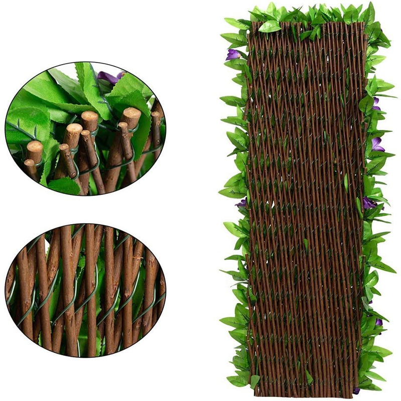 Simulated Expanding Fence Leaf Wooden Fence Telescopic Fake Plant Balcony Privacy Screen Garden Supplies Trellis Home Decor