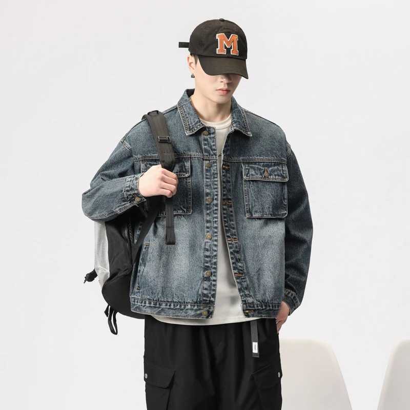 Autumn Winter New Mens Vintage Washed Denim Jacket Fashion Street Dilapidated Tooling Coat Motorcycle Male Jean Jackets 5XL X250113