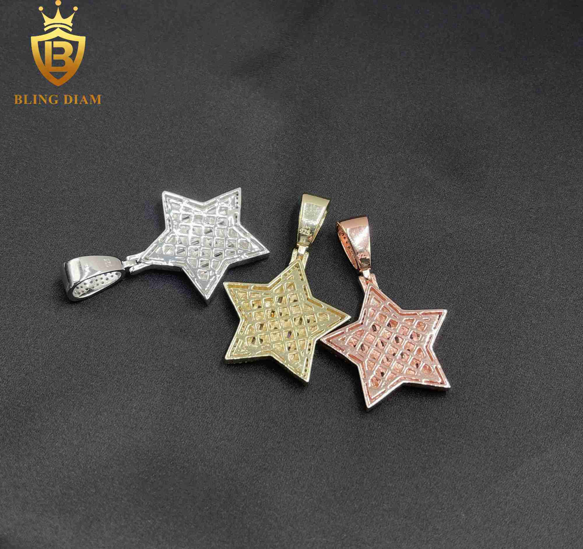 Hip Hop Custom Necklace Men Pass Diamond Tester 925 Sterling Silver VVS Moissanite Star Pendant Charm Necklace