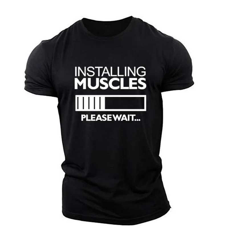 Mens Muscles Letter English Elements T-shirts Short Sleeve Summer Casual Sporty Gym Tops 3D Print O-Neck Big Size Male Tee X250113