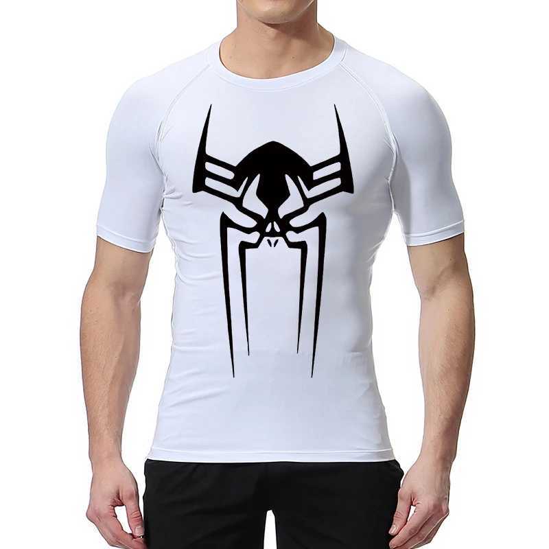 Spider Print Gym Workout Rash Guard for Men Athletic Quick Dry Stretchy Compression Shirts Undershirts Baselayers Tshirts Tops X250113