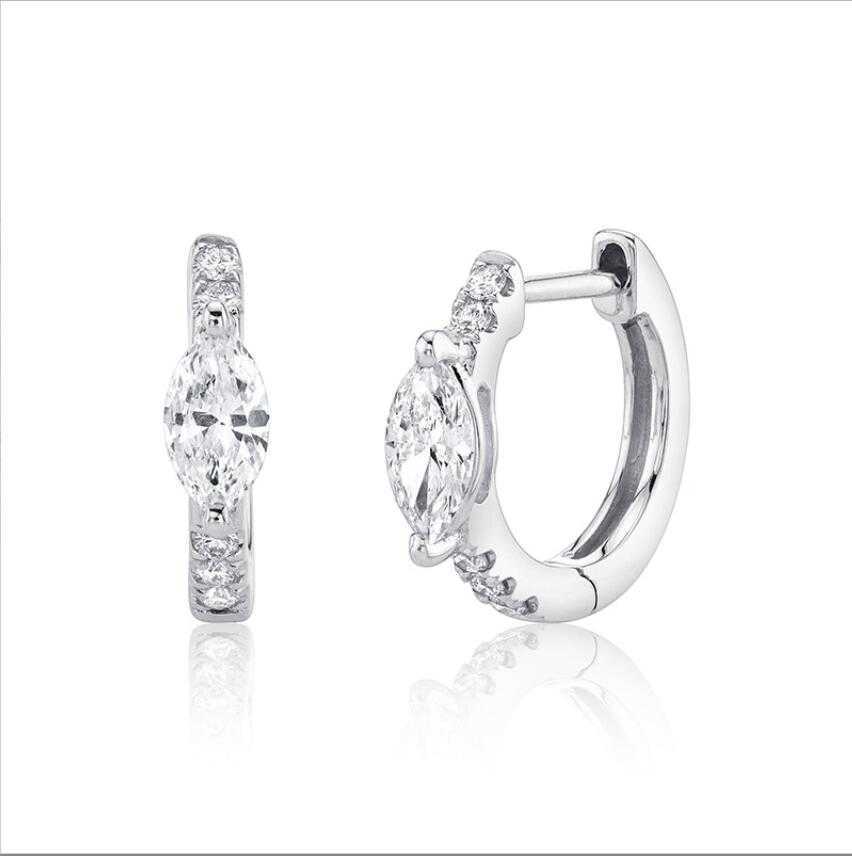 hot sale fine jewelry huggies pear diamond center hoop earrings
