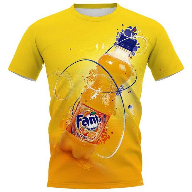 Funny T-shirt Men and Women Fashion 3D T Shirts Drink Soda Cola Fanta Print Casual Oversized Round Neck Short Sleeve T-shirt Top X250113