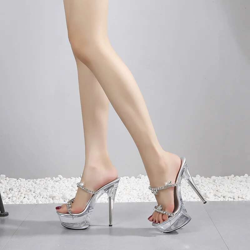 LTARTA Women's Shoes Stiletto Rhie Nightclub High Heels Catwalk Pole Dance Crystal 190 Series 15Cm Heel 5Cm Platform LFD