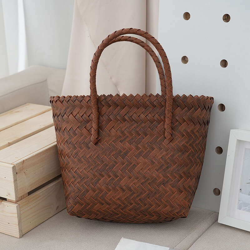 Plastic woven shoulder summer tote French versatile bag vegetable basket