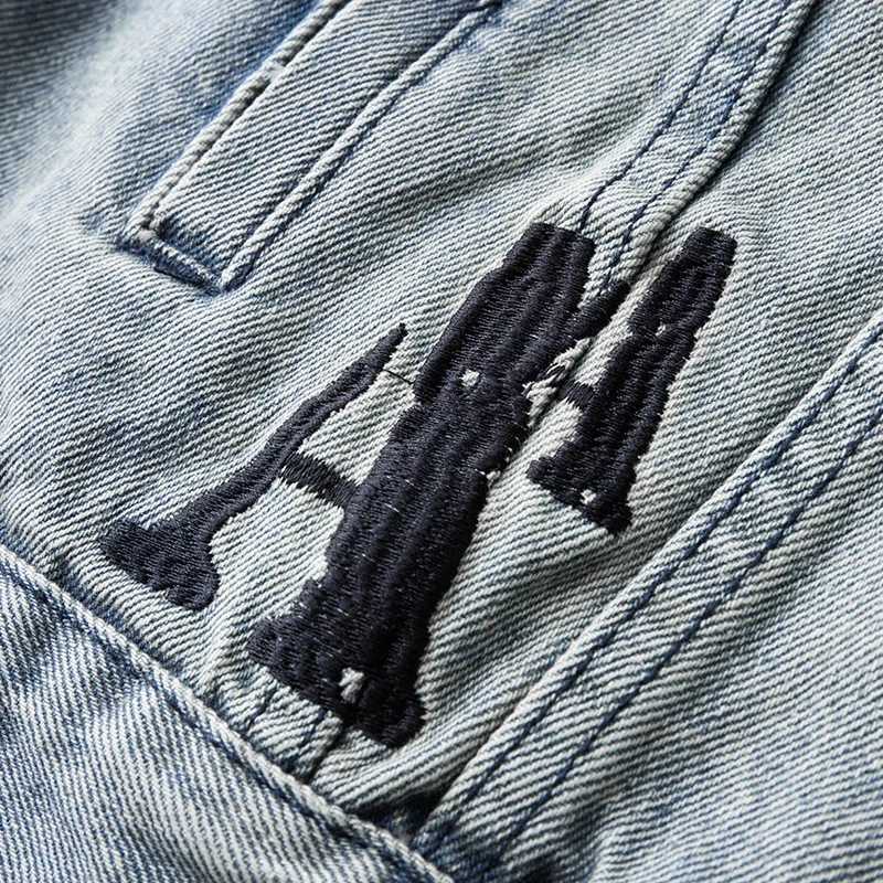 Autumn Winter Denim Jackets Men Fashion Letter A Embroidery Design Washed Vintage Mens Jacket Coat Oversize Mens Clothing X250113