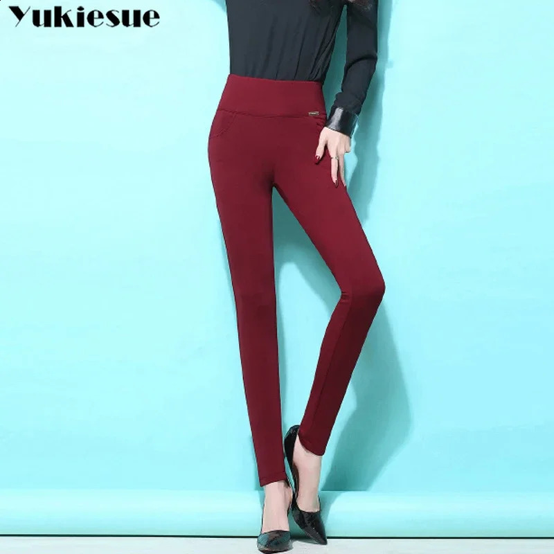 S6XL winter warm high Elastic Waist Casual stretch Skinny Pencil Pants Women trousers clothe Clothing Female Leggings 250102