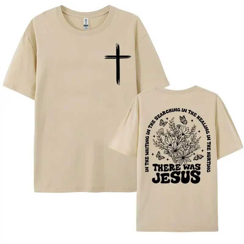 There Was Jesus Tee Shirt Floral Christian Aesthetic Clothing T Shirt Men Womens Fashion Trend High Quality T-shirt Streetwear X250113