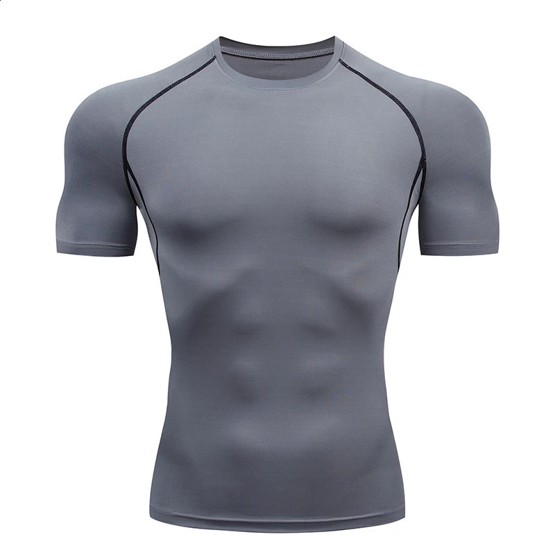 Running mens tight fitting shirt Tshirt short sleeved gym sports top black and white quick drying breathable MMA 250113