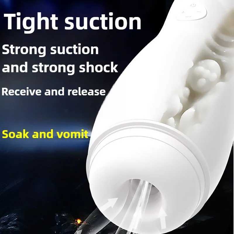 Powerful Automatic Male Masturbator Cup Vibration Blowjob Sucking Sex Toys Realistic Vaginal Adult Goods Masturbation for MenXJ250113