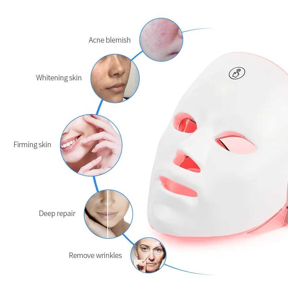 Rechargeable Facial LED Mask 7 Colors LED Photon Beauty Mask Skin Rejuvenation Home Face Lifting Whitening Skin Care Beauty MaskXJ250113
