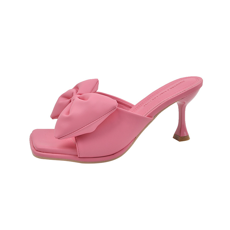 Women Slippers High Heel Bow Design Sweet Fashion New hot Style Triple Beige Green Fuia Free shipping