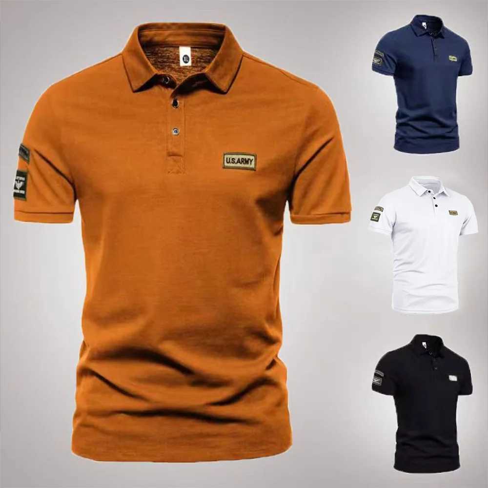 New Arrival Mens polo shirt short sleeved top T-shirt summer casual collar with tactical T-shirt attached Z250113