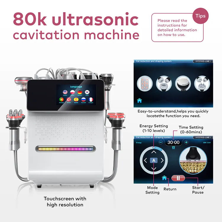 11 in 1 Portable 80K Cavitation RF EMS Lipolaser Slimming Machine Skin Tightening Body Massage Fat Burning Instrument Ultrasonic Cellulite Removal Mac