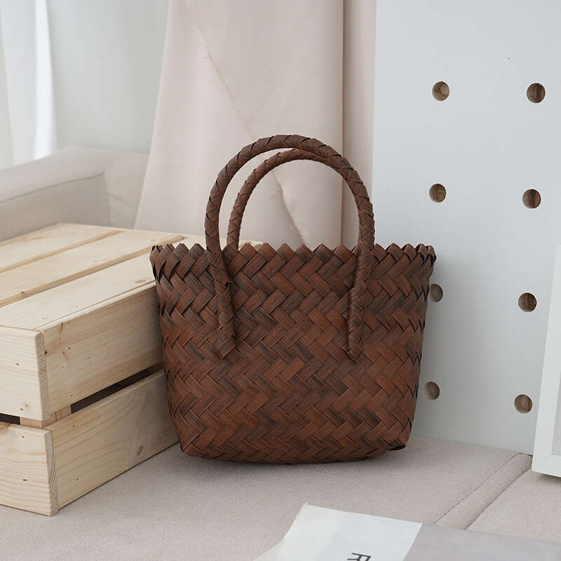 Plastic woven shoulder summer tote French versatile bag vegetable basket