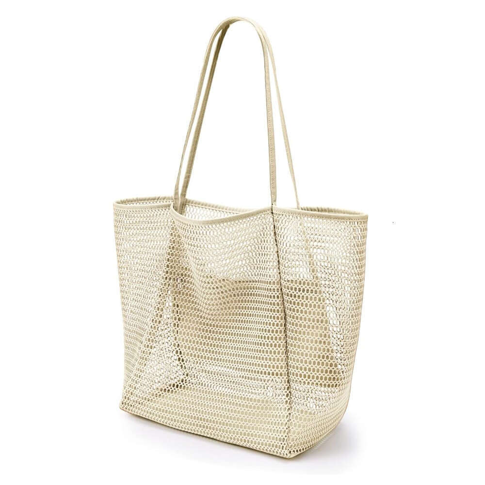 New Folding Beach Mesh Handbag, Women's Shoulder Shopping Summer Outdoor Travel Bag