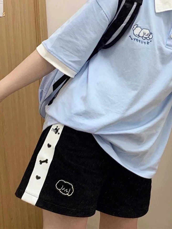 Jmprs Japan Cute Cartoon Print Short Kawaii High Waist Loose Sport Shorts Summer Preppy Style Casual Lady Vintage 250107