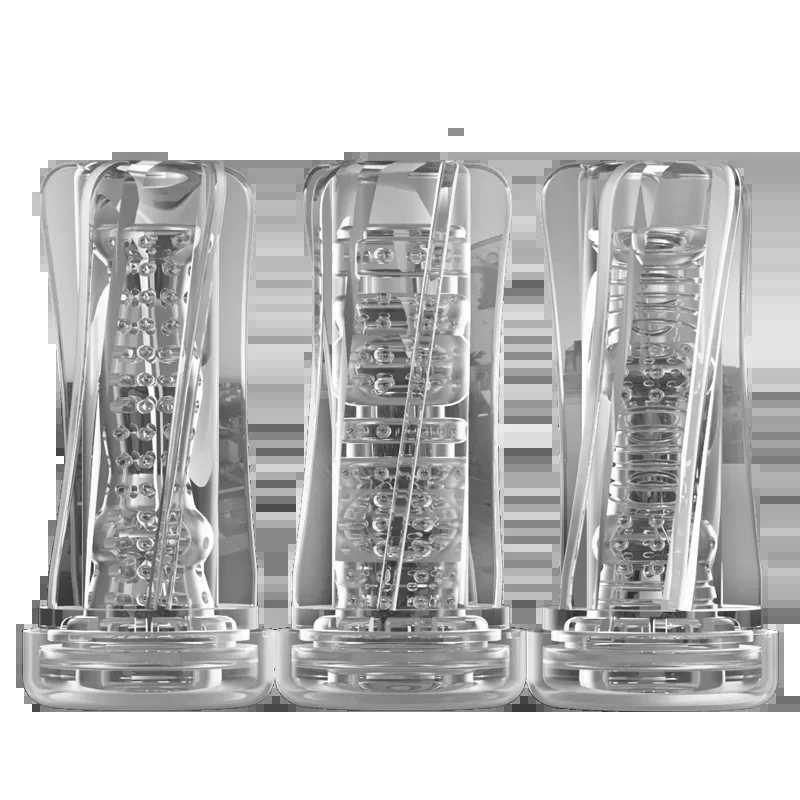 Male Masturbator Cup Soft Silicone Pussy Transparent Vagina Adult Goods Endurance Exercise Vacuum Pocket Cup for Adults Sex ToysXJ250113