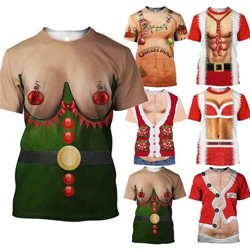 3D Print Funny Graphic T Shirts All Over Printed Hairy Ugly Christmas T Shirts For Men Casual Short Sleeve Streetwear Tee Tops X250113