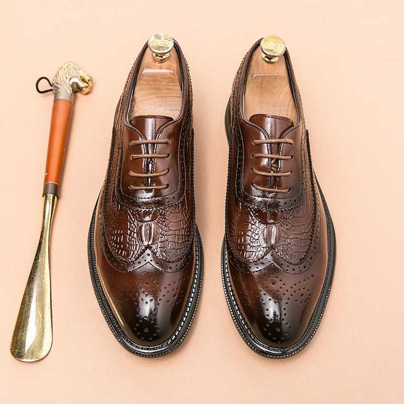 Luxury Men Brogue Dress Shoes Men Suit Casual Shoes Formal Business Leather Shoes Men Brown Wedding Italian Banquet Shoe Size 46XJ250113