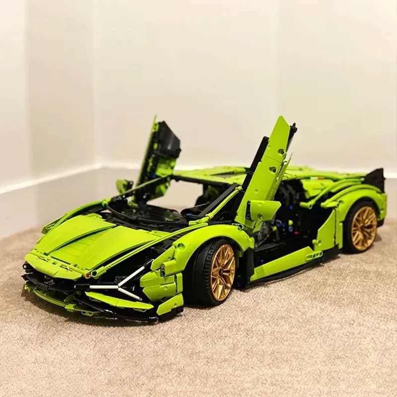 2024 New Technical Sports Car Building Blocks Green Lamborghinis Model Famous Vehicle Assemble Bricks Kid Toys For Adult GiftXJ250113