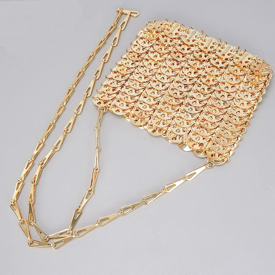 Elegant Ladies' Sequin Shoulder Bag - Designer Metal Beaded Crossbody Purse Ideal for Evenings