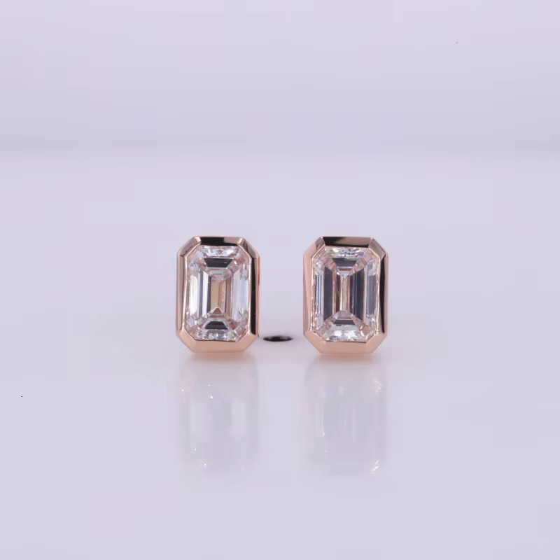 Starsgem 4x6mm loose emerald cut lab grown moissanite dias 9k/10k/14k/ bezel earrings stud Eemerald Cut
