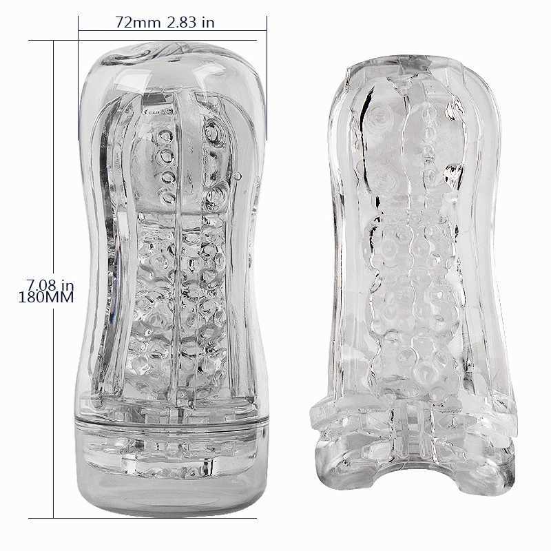 Reusable Male Masturbation Cup Soft Transparent Vagina Adult Endurance ExerciseVacuum Pocket Cup for MenXJ250113