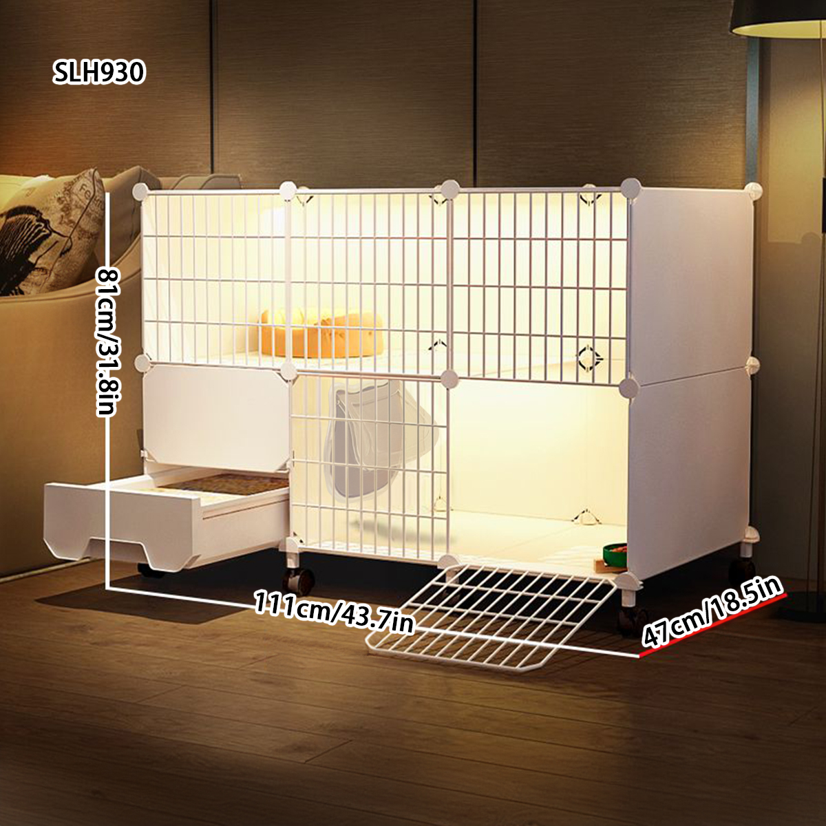 Indoor Winter Warmer Cat Home with Built-in Litter Box - Compact Pet Enclosure for Small Spaces