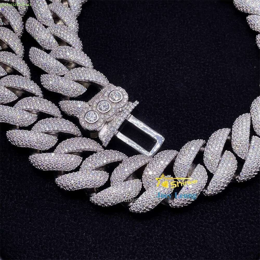 Big 20mm Necklace Hip Hop Jewelry Sier Vvs Dia Moissanite Iced Out Cuban k Chain Custom
