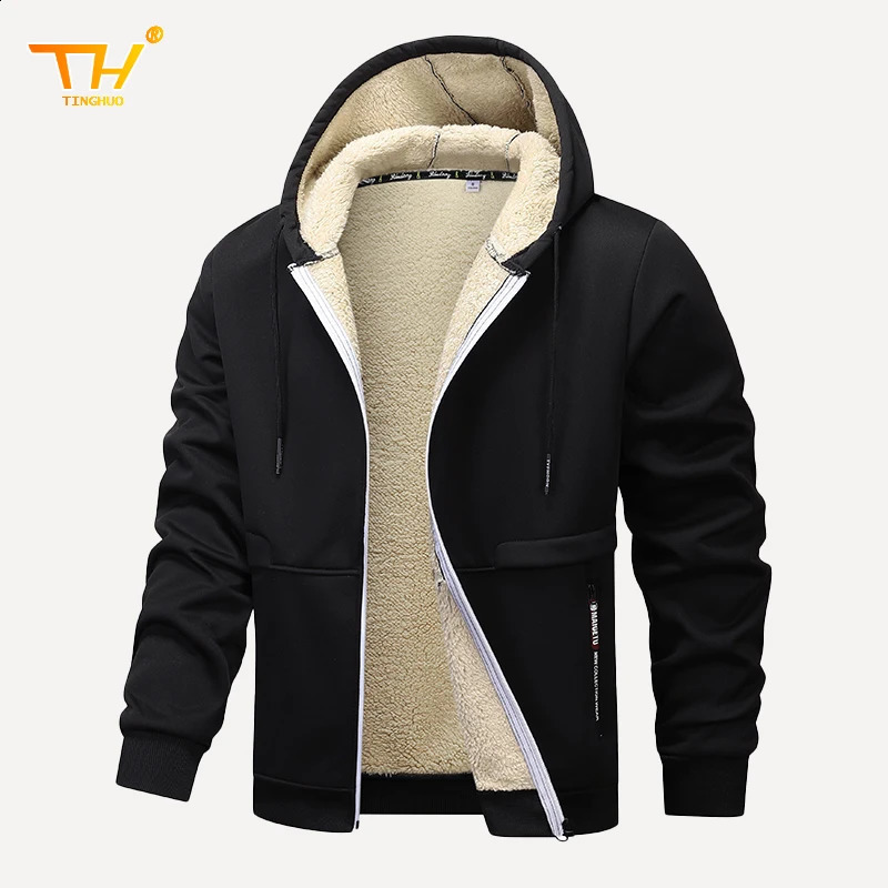 TINGHUO Sweater men hooded cardigan hoodies mens Fleece Zipper coats Men autumn winter 250113