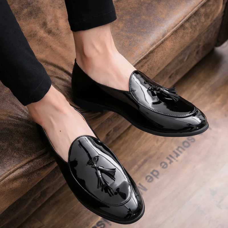 Handmade Fi Tassel Loafers Black Bottom Leather Gentleman Fi Stress Shoes Men Business Driving ShoesXJ250113