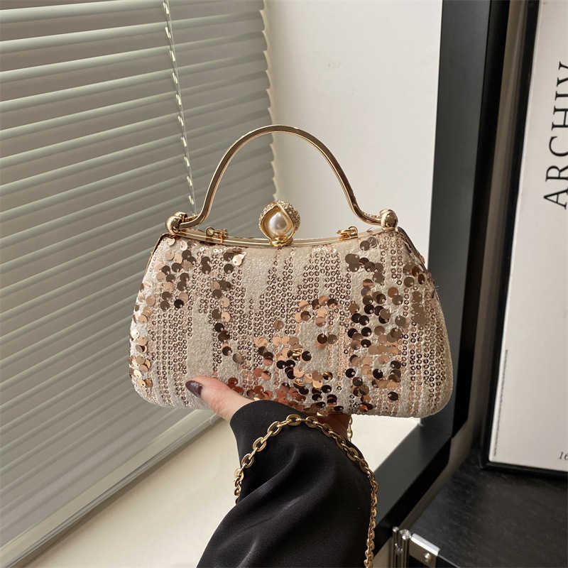Ladies' Bag 2025 New Fashion Sequin Dinner Ins Internet Famous Western-style Versatile Chain Box 250113