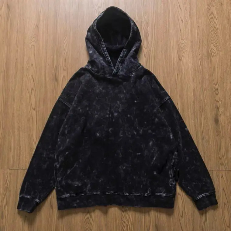 Y2K High Street Joker Casual Loose Old Fried Snowflake Hoodie Sweater Men and Women Increase Solid Color Pullover Long Sleeves 250113