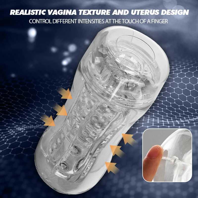 Reusable Male Masturbation Cup Soft Transparent Vagina Adult Endurance ExerciseVacuum Pocket Cup for MenXJ250113