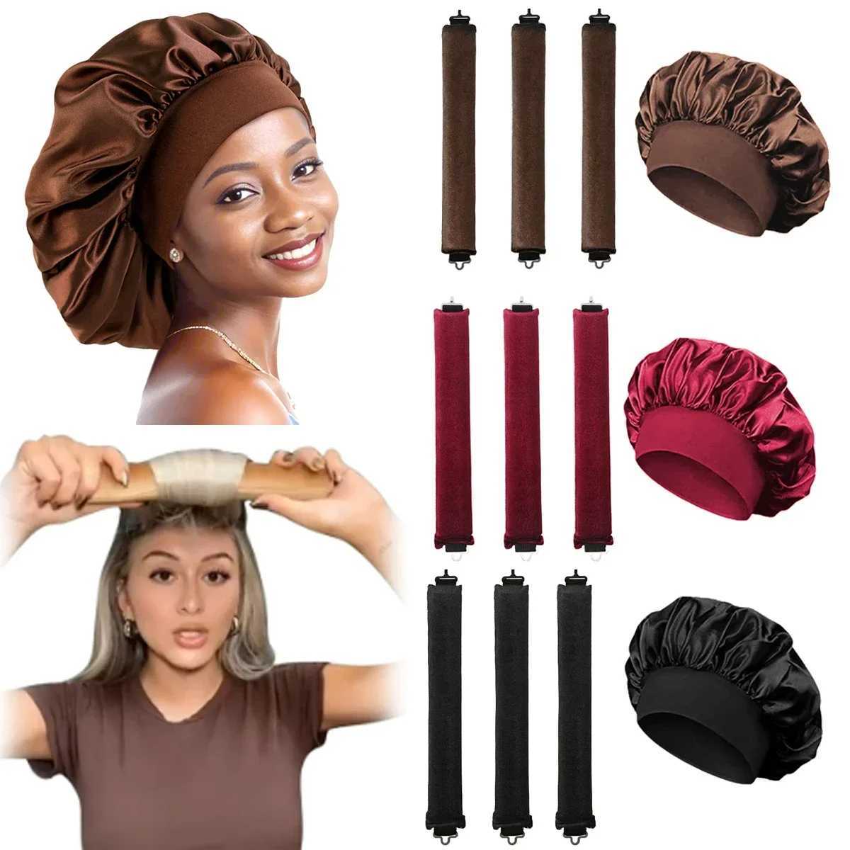 Beautiful Heatless Curler Satin Sleep Hat Set Heatless Curler Rod Headband Soft Curler Lazy Curler W250113