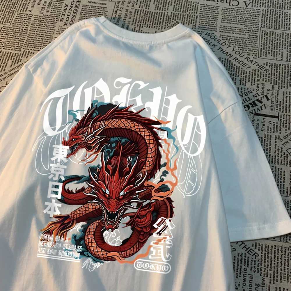 Japanese Style Tokyo Devil Dragont-Shirts Men Pattern Cotton T-Shirt Vintage Loose Clothing Personality Summer Tshirt Women X25011315