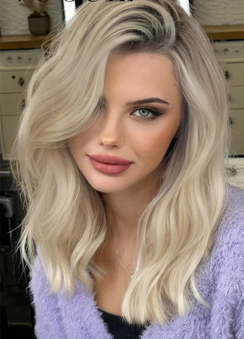 Highlight 13X4 Transparent Lace Human Hair Front Wigs Frontal body wave brown roots Ash Blonde Colored Brazilian Remy On Sale Wig For Women Diva25