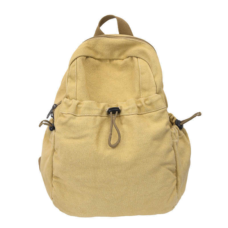 Washed Canvas Backpack for Women, Simple and Casual Drawstring Small Backpack, High School College Student Class 250113