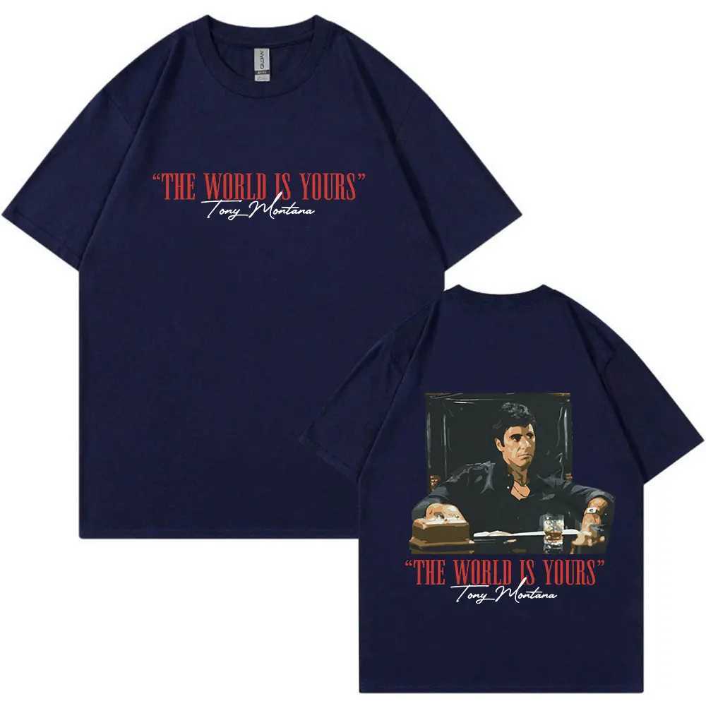 Classic Movie Scarface T-shirt The World Is Yours Tony Montana Al Pacino T-shirts Mens Women Vintage Gothic Oversized T Shirts X2501135