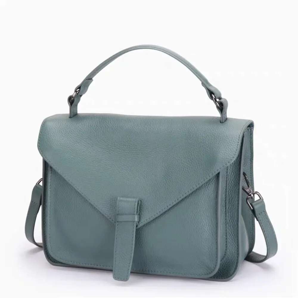 Women's retro temperament first layer cowhide college style simple shoulder crossbody handbag