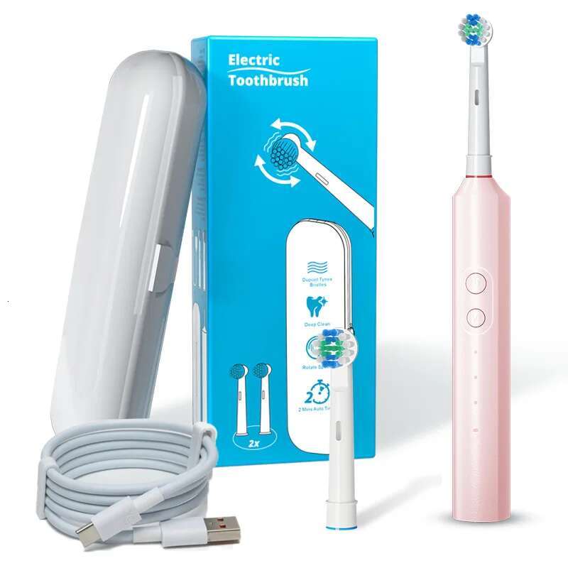 Rotating Electric Toothbrush with Full Body Waterproofing Valentine's Day Gift Type-C Charging Soft Bristle Brush Head 2025 New