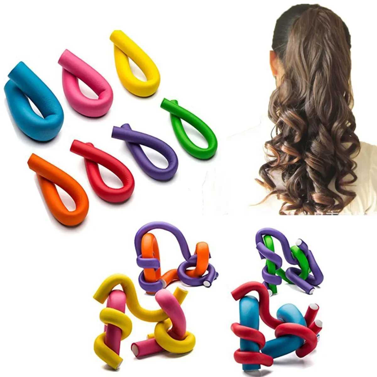 10 pieces of flexible curling stick curler soft foam curler flexible curling modeling tool curler no heat W250113