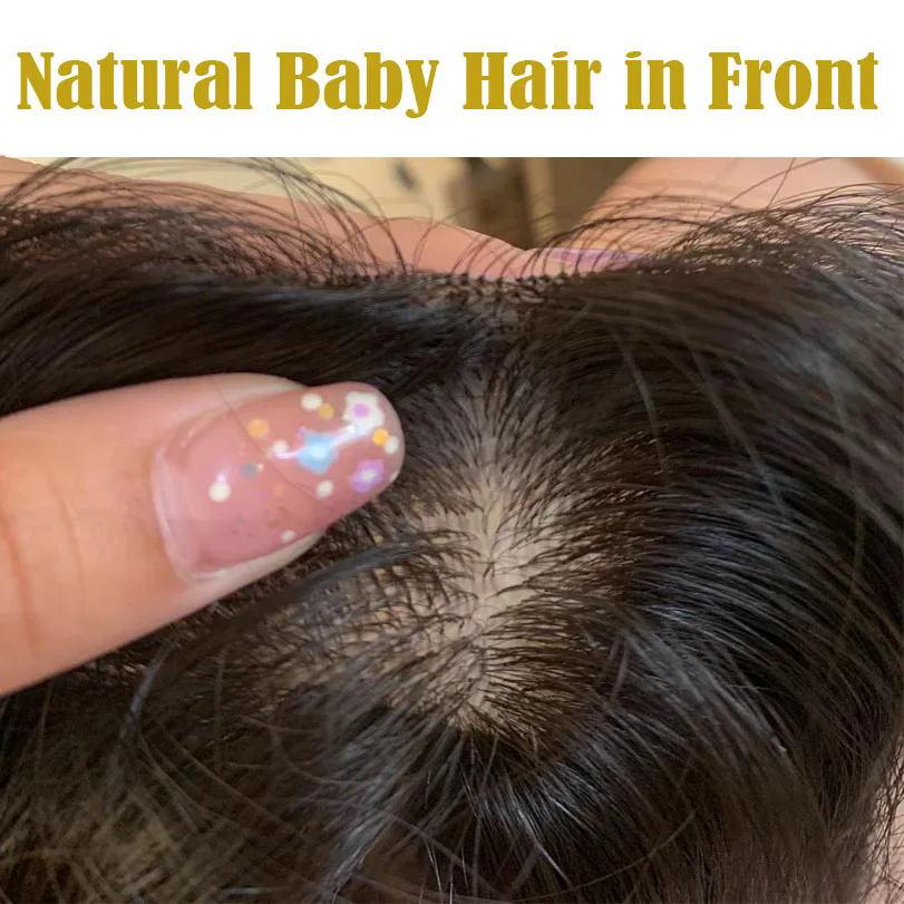 Natural black brown Injected Silk Skin Base Human Hair Women Topper Loose Wave Virgin European Hair Toupee Clips In Hairpiece 6x6 inch