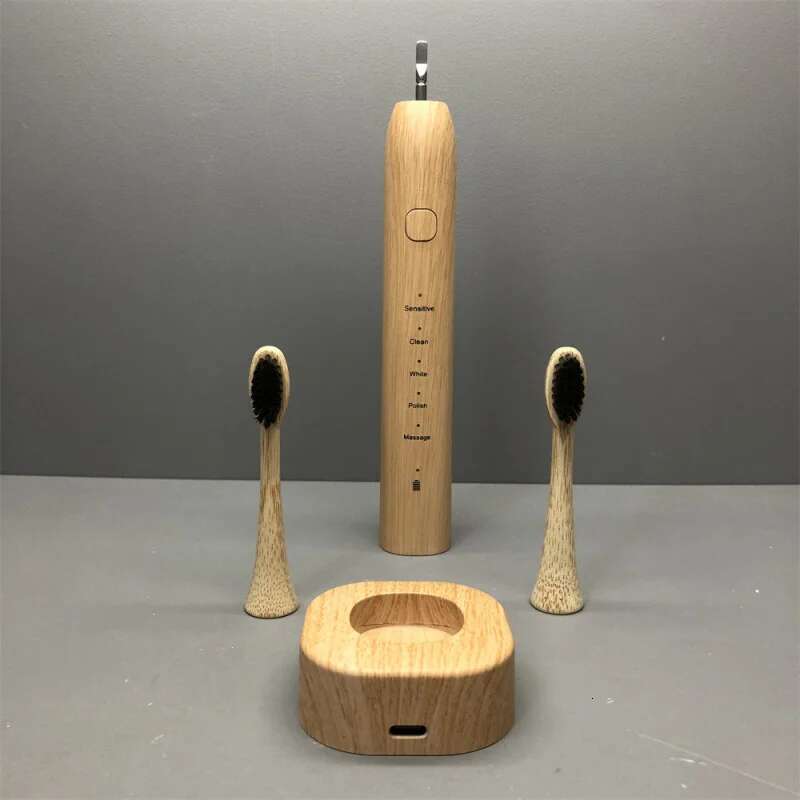 Electric Toothbrush Wireless Rechargeable Ultrasonic Smart Sensor Soft Bristle Adult With Bamboo Case Intelligent Timing