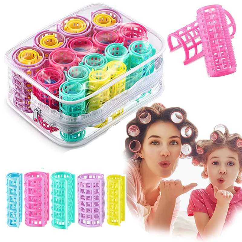 30 pieces of plastic hair curlers clipped onto a scroll for DIY hair salons and hairdressers available in 5 sizes W250113