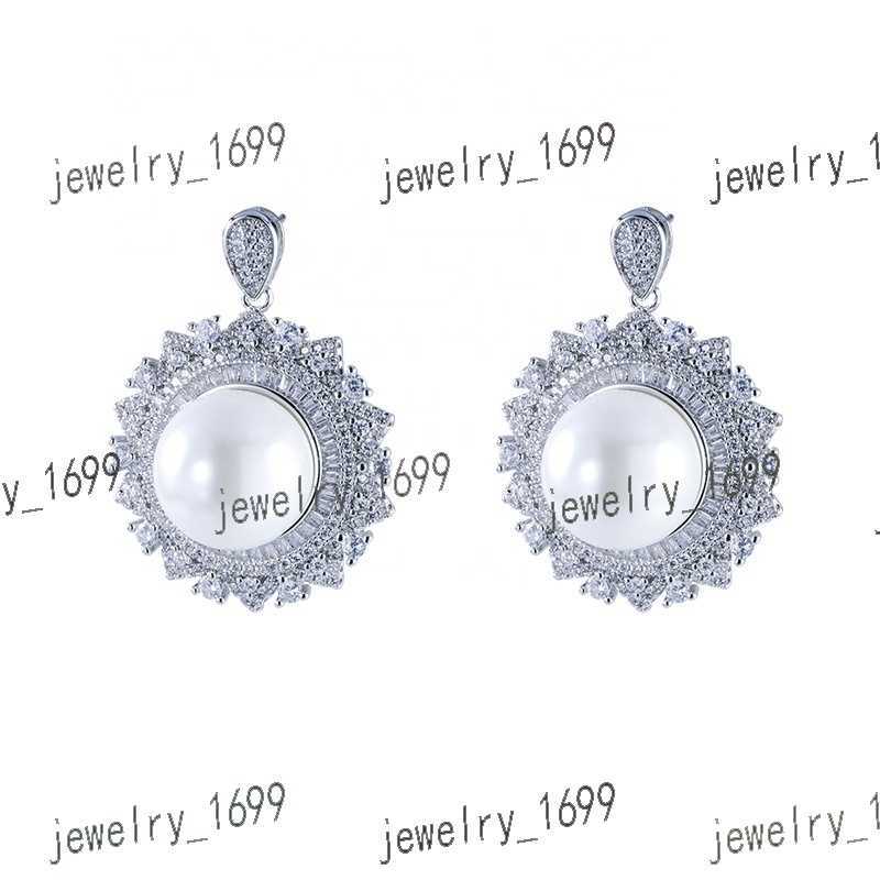Shiny Big Pearl Moissanite CZ Diamond Stud Earrings for Wedding Gift Party Engagement or Anniversary-for Women Model N0226